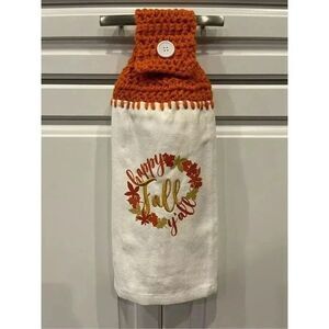 Crochet Top Kitchen Towel- Happy Fall Y’all